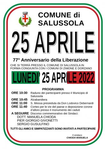 Anniversario della Liberazione 25 aprile 2022